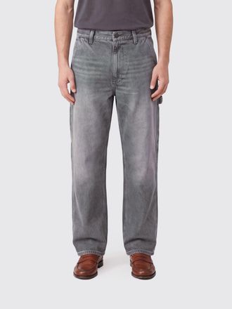 Haikure Jeans a gamba larga in denim di cotone grigio con vita media a cinque tasche