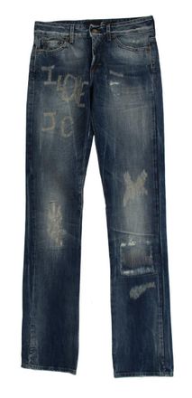 Cavalli Wash Torn Cotton Straight Fit Womens Jeans
