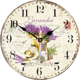 OEM Reloj De Pared De 30 Cm, Reloj Vintage Franc&eacute;s Color Lavanda P&uacute;rpura, Reloj De Pared Silencioso De Madera Para Sala De Estar/dormitorio/ba&ntilde;o/cocina - 