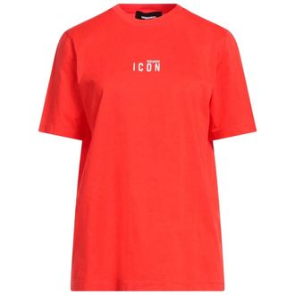 Dsquared2 Womens Icon Small Chest Logo Red T-shirt Cotton - Size Medium
