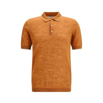 Brooksfield Linnenmix Poloshirt - Heren - Tops - Oranje - Maat: M Linnen