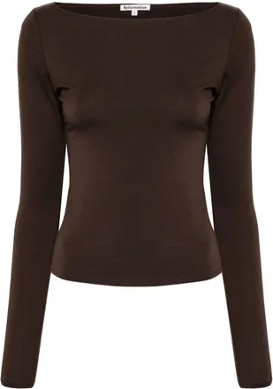 Reformation Wiley boat-neck top - women - TENCEL Lyocell (LENZING)/Spandex/Elastane - S - Brown