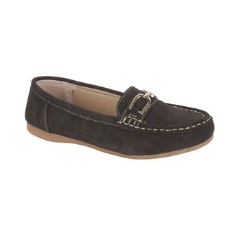 Jo & Joe Womens Suede Comfort Loafers with Gold Buckle - Cushioned Slip-On Casual Flats for Everyday Wear Sizes 4-8 (Coffee, UK Footwear Size System, Adult, Wo