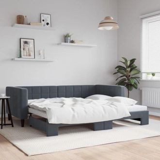 vidaXL Divano Letto con Letto Estraibile Grigio Scuro 90x200cm Velluto - Vidaxl