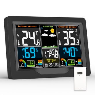 OEM Estaci&oacute;n Meteorol&oacute;gica Inal&aacute;mbrica Para Interiores Y Exteriores Con Sensor Exterior Estaci&oacute;n Meteorol&oacute;gica Lcd Digital En Color Term&oacute;metro Higr&oacute;metro 
