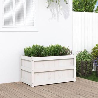 vidaXL Vidaxl - Jardinera De Madera Maciza De Pino Blanca 90x50x50 Cm