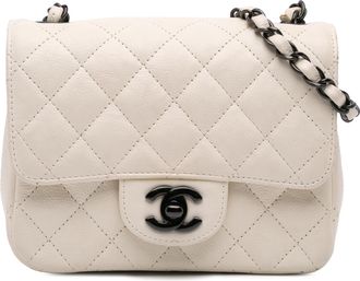 Chanel Pre-owned Womens Mini Flap Bag Classic Quilted Chain Strap - Ivory Leather - One Size