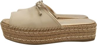 Prada platform beige leather peep-toe espadrilles Size 39