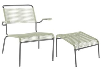 Schubiger M&ouml;bel Spaghetti-Lounger + Hocker S&auml;ntis mit Armlehnen