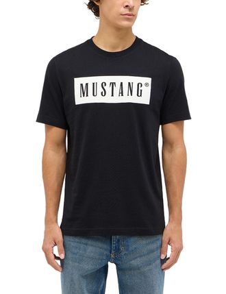 Mustang Kurzarmshirt MUSTANG Herren Style Austin, Herren, Gr. 4XL, schwarz, Jersey, 100% Baumwolle, Rundhals, Shirts Kurzarmshirt