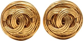 Chanel 1994 CC Gold Plated Round Clip On Earrings costume earrings - women - Gold Plated - One Size
