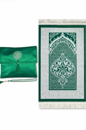 OEM Alfombra De Oraci&oacute;n Musulmana (sajadah), Alfombra De Oraci&oacute;n Isl&aacute;mica, Con Rosario Y Elegante Caja. (verde, 70 X 110 Cm)