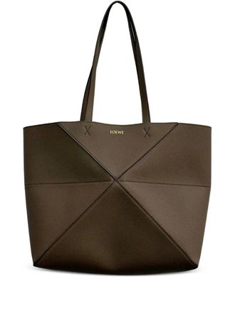 Loewe medium Puzzle Fold horizontal tote bag - women - Grained Calf Leather/Calf Suede - One Size - Brown