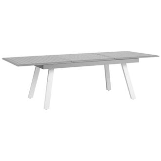 Beliani Mesa De Jard&iacute;n De Aluminio Gris Y Blanco Extensible Resistente A La Intemperie Pereta