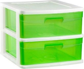 Trade Shop Trade Shop - Cassettiera A 2 Cassetti Piani Per Bricolage E Uso Domestico Colore Verde Pvc