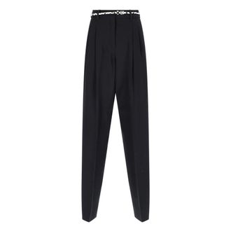 Max Mara Elegante broek met riem - Dames - Wijde Broeken - Zwart - S - Polyester - Broeken