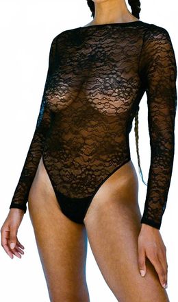 Gil Rodriguez Womens Lace Long Bodysuit In Black