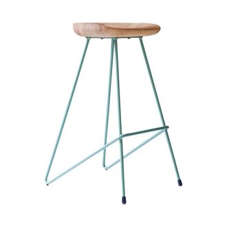 Tikamoon Taburete alto de fresno macizo y metal verde