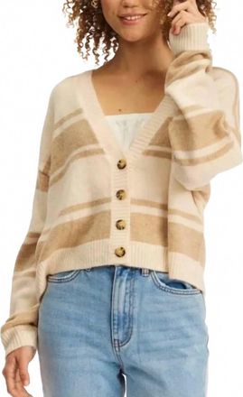 Billabong Sunrise Stripe Cardigan In Tan/ivory