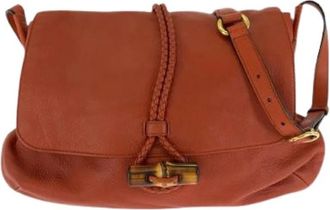 Gucci Pre-owned Bamboo Leren Schoudertas - Dames - Vintage Schoudertas - Oranje - ONE Size - Leer - Vintage