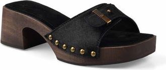 Candie's Shanda Platform Slide Sandal in Black Leather at Nordstrom, Size 11
