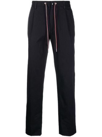 Moncler drawstring-waist straight-leg trousers - Blue