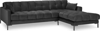BLOOMINGLOFT Design-Ecksofa Mamaia Samt - Dunkelgrau