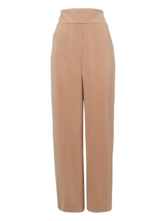 Max Mara crease-effect trousers - women - Polyester/Triacetate - M - Neutrals