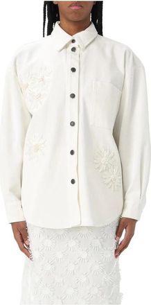 Msgm Msgm, Dames, Blouses & Shirts, Wit, Maat: XS Denim