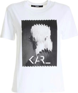 Karl Lagerfeld Karl Legend Print T-shirt - Dames - T-shirts - Wit - XL - Katoen - Tops