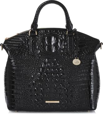 Brahmin Large Duxbury Croc Embossed Leather Satchel in Black at Nordstrom