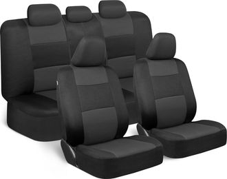 No Brand Fundas Para Asientos De Coche, Juego Completo, Color Negro Antracita - Asientos Delanteros Y Traseros, Juego De Fundas De F&aacute;cil Instalaci&oacute;n, Accesorio