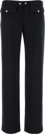Alexander McQueen Straight Broeken - Dames - Straight fit broeken - Blauw - M - Leer - Broeken