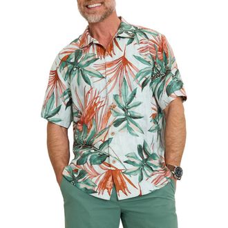 Tommy Bahama Tidal Fronds Silk Camp Shirt in Pale Opal at Nordstrom, Size Small