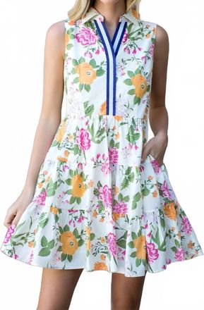 THML Clothing Floral Sleeveless Mini Dress In Orange And Pink