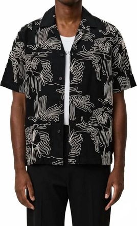 Les Deux Liam Aoe Flower Short Sleeve Shirt In Black