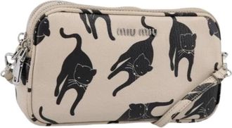 Miu Miu Pre-owned Shoulder Bag - Dames - Vintage Schoudertas - Beige - ONE Size - Leer - Vintage