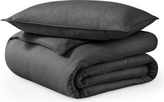 Bare Home 100% European Linen Duvet Cover and Sham Set in Grey at Nordstrom, Size Twin
