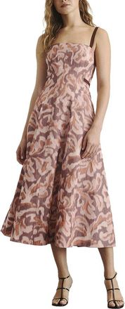 Tanya Taylor Tavia Linen-Blend Midi Dress