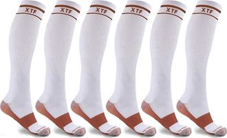 Extreme Fit Pack of 6 Compression Knee High Socks in White at Nordstrom Rack, Size Small/medium