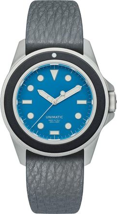 Unimatic UT1-AS Sky Diver Leather Strap Watch, 49mm in Alpine Sky at Nordstrom