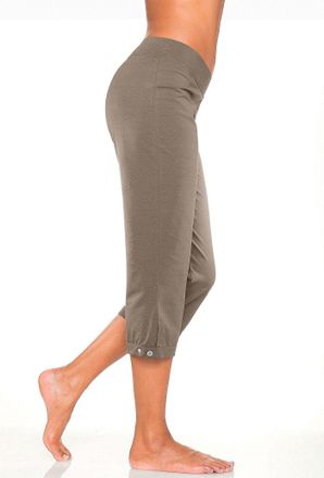 H.I.S Caprihose H.I.S, Damen, Gr. 36/38, N-Gr, gr&uuml;n (khaki), Single Jersey, Obermaterial: 94% Baumwolle, 6% Elasthan, unifarben, Basic, bequem 3/4-L&auml;nge, Ho