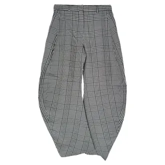Acne Studios Checked Woven Barrel-Leg Trousers in Multicolor Viscose