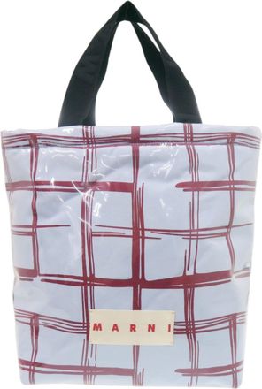Marni Light Blue Red Color Polyester Cotton Tote Bag (Pre-Owned)