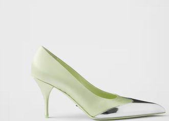 Prada Satin And Metallic Leather Womens Pumps