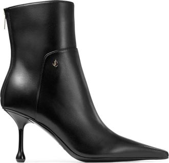 Jimmy Choo London Zwarte leren enkellaarsjes met metalen details - Dames - Laarzen met Hak - Zwart - 38 EU - Leer - Schoenen