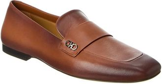 Ferragamo Fantasy Gancini Leather Loafers, Size 8.5 EE