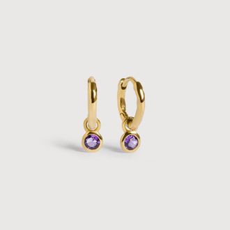 Monica Vinader Gold February Birthstone Huggie Earrings Amethyst