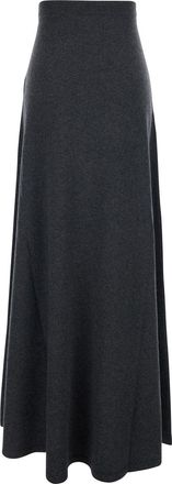 Balenciaga Womens Grey Flared Skirt With Pleated Details Wool
