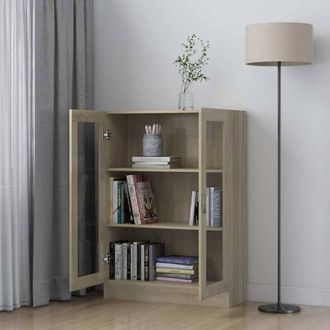 Berkfield Home Vitrine Cabinet Sonoma Oak 82.5x30.5x115 cm Engineered Wood in Light Tan